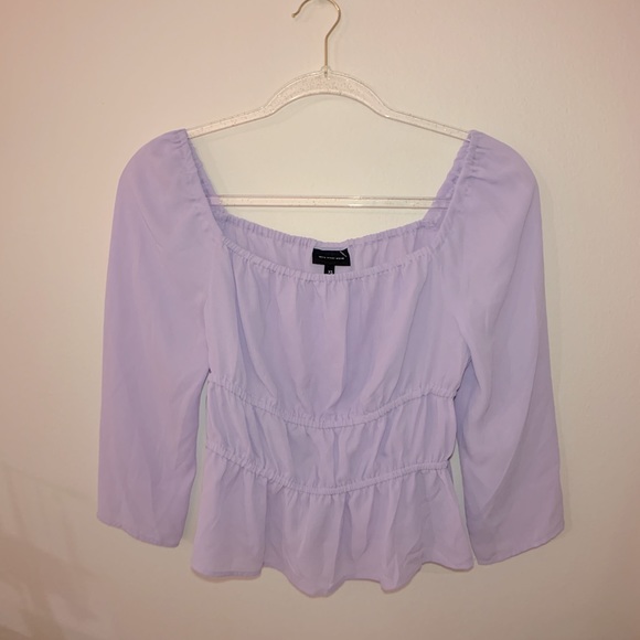 WhoWhatWear Lavender Ruched Square Neck Top - Picture 3 of 3